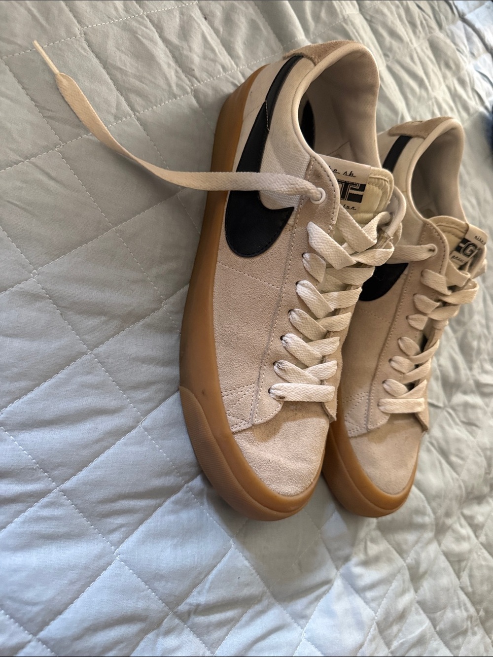 Nike Men’s Tan Suede Sneakers with Black Swoosh and Gum Sole - Picture 2 of 6